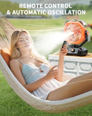 coldSky Portable Misting Fan, 10000mAh Rechargeable Camping Fan with Mist, 360mL Water Tank, 9-19H Runtime, Dual Mist Modes, LED Lights, 8 Speeds for Camgping/Travel/Beach/Golf/Tent/Office (Orange) - Image 4