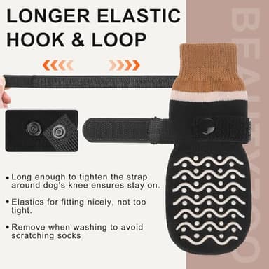 BEAUTYZOO Dog Socks, Non Slip Dog Socks to Prevent Licking Paws -Dog Boots & Paw Protectors with Grippers on Hardwood Floors, Dog Shoes for Hot/Cold Pavement Small Medium Large Senior Dogs Booties - Image 5