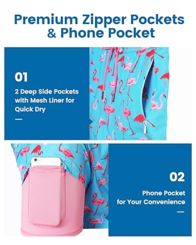 maamgic Swim Trunks Men 2 in 1 Mens Bathing Suit 7 Inch Quick Dry Mens Swimming Trunks with Zipper Pockets - Image 2