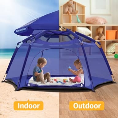 Alvantor Baby Playpen Play Yard 84"x84"x44”Large Kids Tents Pop Up Play Tent Indoor Outdoor Playhouse for Babies Toddlers Children Camping Playground Beach, 36-96 Months, Navy - Image 6