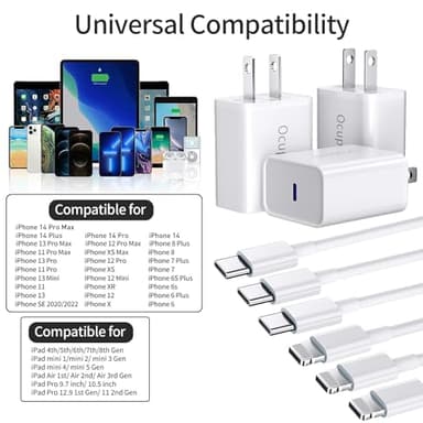 for iPhone 14 13 12 11 Charger Fast Charging [MFi Certified], 3-Pack 20W PD USB C Wall Charger Block with 6.6ft USB C to Lightning Cable Compatible with iPhone 14 Pro Max/Pro/Plus/Mini/iPad & More - Image 6