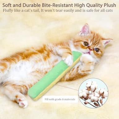 Retro Shaw Cat Toys Kicker Pillows 3Pcs, Refillable Catnip Toys with Crinkle Sound Inside, Interactive Indoor Cat Nip Kitty Kick Sticks for Kitten 10.1 Inches - Image 6