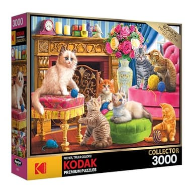 RoseArt - Kodak Premium - Kittens by The Fireplace - 3000 Piece Jigsaw Puzzle for Adults - Image 2
