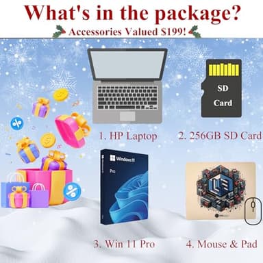 HP Portable Student Business Laptop - 3 Free Bundles, Win 11 Pro, Microsoft 365, Ultral Light and Thin, 14" HD Display for Student, Work, 16GB DDR4, 384GB Storage(128GB eMMC+256GB Card), Intel 4-Core - Image 2