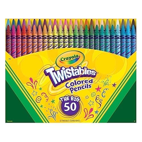 Crayola Twistables Colored Pencil Set (50ct), Stocking Stuffer for Kids & Teens, No Sharpen Colored Pencils For Kids Coloring Books, Drawing & Sketching, 4+ - Image 1