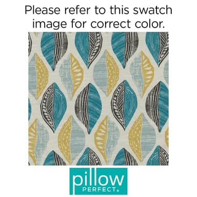 Pillow Perfect Outdoor/Indoor Rounded Corner Chair Cushion, 40.5" x 21", Blue Leaf Block Teal/Citron - Image 8