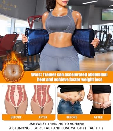 LEINIDINA Womens Waist Trainer Corset with Zipper Sweat Waist Trimmer for Women Workout Belt Corset Shapewear Black - Image 2