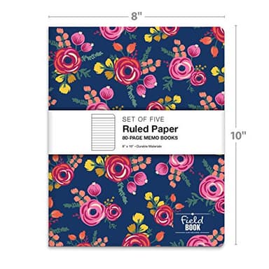 Elan Publishing Company Assorted Pattern Field Memo Notebooks, 8x10 in Lined Office Notepads for Nurses, Teachers, and Students - Small and Easy to Carry Pocketbook, Quick Note Taking, 5 Pack - Image 2