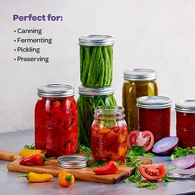 Wide Mouth Mason Jars 32 oz [4 Pack] With Mason Jar Lids and Bands, Mason Jars 32 oz - For Canning, Fermenting, Pickling - Jar Decor - Microwave/Freeze/Dishwasher Safe. - Image 2