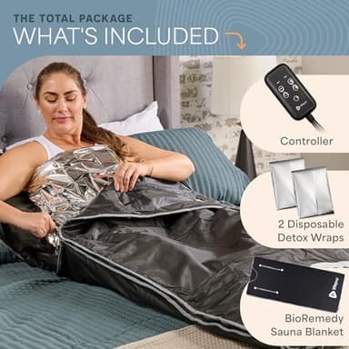 Lifepro BioRemedy Infrared Sauna Blanket – Available in 5 Colors – Portable Far Infrared Home Sauna Bag for Detox, Tension, and Relaxation – Adjustable Temp (86–158°F) & Timer – Includes Detox Wraps - Image 7