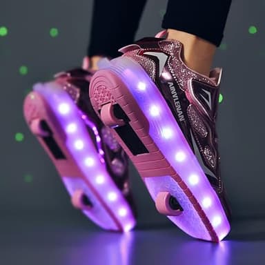 Ulinlo pouly Retractable Roller Shoes with Wheels USB Chargable Light Up Sneakers for Girl - Image 5