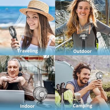ISFOFO Mini Portable Hand Fan 2 Pack, 4 Speeds, USB Rechargeable, Foldable Travel Fan for Outdoor, Beach, Camping, Office - Image 6