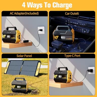 VTOMAN FlashSpeed 300 Portable Power Station 70000mAh, Only 7.4lbs with 7 Outlets, LiFePO4 Generator with Up to 600W AC Outlet, 12V/24V DC Input Adapt RV/Van, PD 100W Type-C for Power Outage, Camping - Image 5