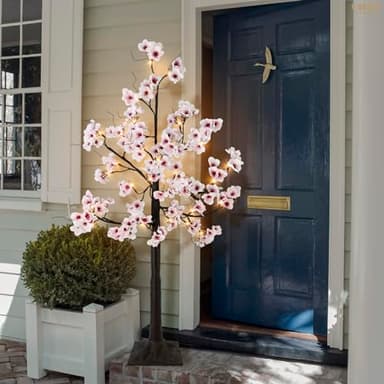 Uieke 4FT Cherry Blossom Tree, 48 Fairy Lights Artificial Lighted Tree for Home Inside Outdoor Spring Wedding Party Festival Decor, Warm White - Image 8