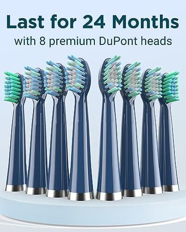 Rtauys Sonic Electric Toothbrush for Adults - Rechargeable, 41,000 Vibrations per Minute, Teeth Whitening, 8 Brush Heads, 24 Months of Usage, Blue - Image 4