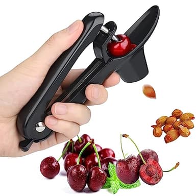 Cherry Pitter Tool, Heavy-Duty Stainless Steel Pitting Tool, Portable Cherries Corer Stoner Seed Tool with Lock Design, Fruit Pit Remover for Cherry Jam(Black) - Image 1