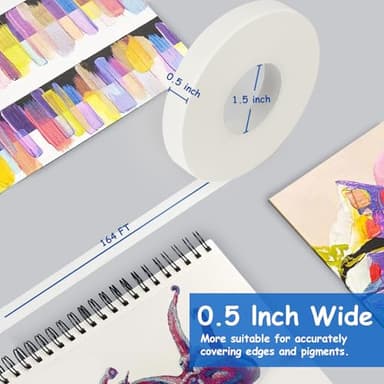 ZARBRE Artist Tape, White Art Tape for Watercolor Paper, Medium Tack Masking Drafting Tape for Painting Canvas Framing, Acid-Free, 0.5in x 164FT Long - Image 2