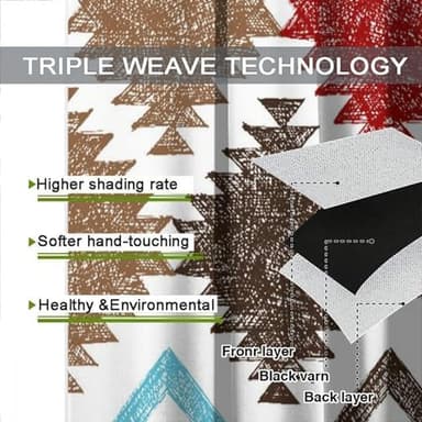 Aztec Curtains,Southwestern Colorful Geometri Native American Traditional Ethnic Vintage Blackout Curtains,Soundproof Rod Pocket Window Drapes for Bedroom Living Room Cafe 42x45in - Image 5