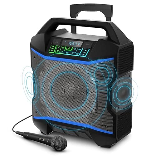 ION Block Rocker - Portable Bluetooth Outdoor Party Speaker with Karaoke Microphone, Battery, 4 Speakers, Radio, USB Port, App, Water-Resistant, 120W - Image 1