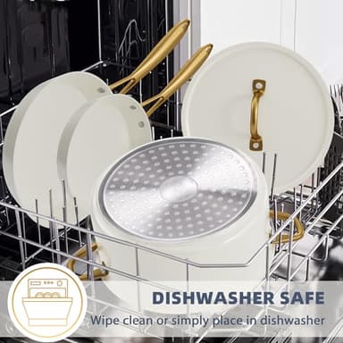 Pots and Pans Set Non Stick - VONIKI Ceramic Cookware Set with Cooking Utensils Set, Non Toxic Kitchen Cookware Sets Dutch Oven Pot with Lid Saucepan Set Sauté Pan Frying Pan Set for Cooking Gifts - Image 9