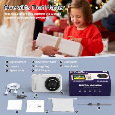 Digital Camera for Kids, WITYEAH 48MP FHD 1080P Point and Shoot Digital Cameras with 16X Zoom Anti-Shake, Compact Portable Cameras for Photography, for Boys Girls Teens Beginners,White - Image 7