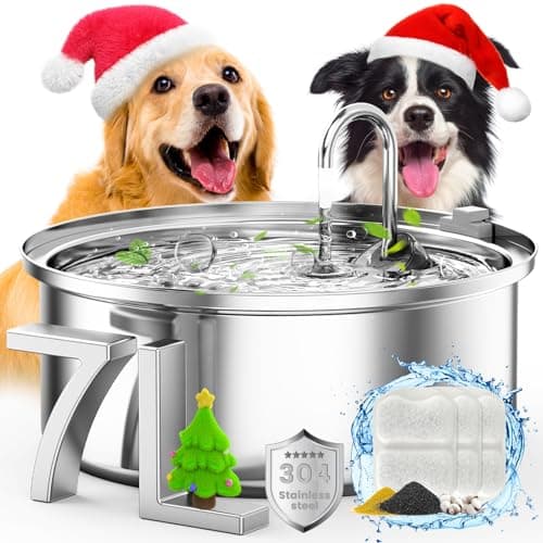 oneisall Dog Water Fountain for Large Dogs,7L/230oz/1.8G Stainless Steel Dog Fountain Bowl Super Quiet with Triple Filtration,Great for Large Dogs Cats and Multi-Pet Home - Image 1