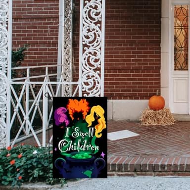Halloween Garden Flag, I Smell Children Garden Flag, Hocus Pocus Witch Flag for Outside,Burlap Yard Flag 12x18 Double Side for Halloween Outdoor Decorations - Image 5
