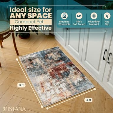 Istana 2x3 Area Rug - Multi/Red Boho Rugs for Living Room 2x3 - Foldable Small Rugs for Bedroom - Stain Resistant Washable Rug Non Slip - Eco-Friendly Area Rugs Indoor - Image 5