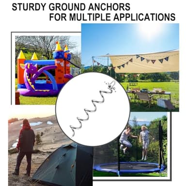 Eurmax USA 4-Pc Pack Spiral Stakes Heavy Duty Anchor Kit Ice Screw Anchor for Trampoline, Tents, tarps, Canopies,car Ports,Dog tie Out and etc Bonus Tie Down Straps 4-Pc Pack (Silver) - Image 6