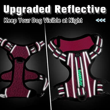BARKBAY Dog Harness No Pull with ID Tag Pocket - Heavy Duty, Reflective, Easy Control for Large Dogs(Pink/Black,L) - Image 5