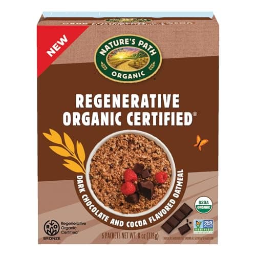 Nature's Path Organic Regenerative Organic Certified Dark Chocolate & Cocoa Instant Oatmeal, 8 oz (Pack of 1), Non-GMO, Fair Trade - Image 1