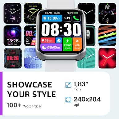 TOZO 2025 New Upgraded Smart Watch for Men Women for iPhone&Android, 1.83" Fitness Tracker Bluetooth Call [Answer/Make], IP68 Waterproof Sleep Monitor, 100+ Sport Modes Sliver - Image 6