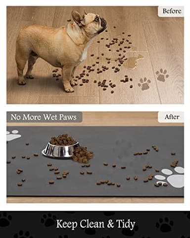 Pet Feeding Mat-Absorbent Dog Mat for Food and Water Bowl-No Stains Quick Dry Dispenser Mat-Dog Accessories Pet Supplies-Bowl for Messy Drinkers（Darkgrey,16"x24" - Image 3