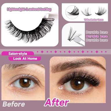 Ocean Pearl Lash Clusters 320pcs 3D Thick Lash Clusters kit 60D+80D Lashes,Eyelashes,Lash Extension Kit,Eyelash Clusters with Lash Bond&Seal&Remover&Tweezers,Lashes Clusters Eyelash Extensions Kit - Image 7