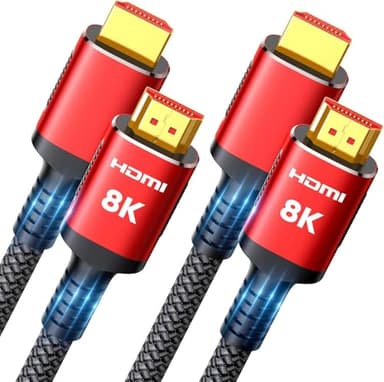 Snowkids 10K 8K HDMI 2.1 Cable 10FT 2-Pack, 48Gbps Ultra High Speed HDMI Braided Cord, Support 8K@60Hz 4K@120Hz, HDCP 2.2&2.3,eARC,Dynamic HDR,Compatible with TV/HDTV/PS-5 - Image 1