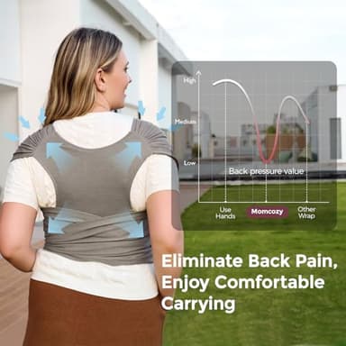 Momcozy Baby Wrap Carrier - Easy to Wear Infant Carrier Slings, Lightweight Hands Free Baby Sling, Adjustable Baby Carriers for Newborn to Toddler 8-35 lbs, Baby Wraps Carrier, Brown - Image 4