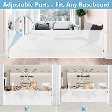 75 Inch Extra Wide Baby Gate for Wide Openings Indoor Outdoor Retractable Baby Gates Extra Wide Retractable Dog Gate Long Pet Gate Dog Gates for The House Extra Wide Child Gates for Doorways, White - Image 6