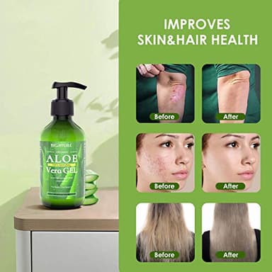 BIGHTURE Aloe Vera Gel, 100% Aloe Vera from Freshly Cut Aloe Leaves, Skin Care for Deeply & Rapidly Soothing, Firming, After Shave, Sunburn Relieve, etc - Image 4