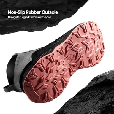 NORTIV 8 Women's Waterproof Hiking Boots Lightweight Outdoor Trekking Camping Trail Work Boots Duck Boots SNHB2312W Size11 Light Grey/Pink - Image 4