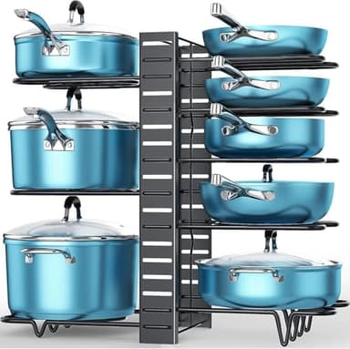 ORDORA Pots and Pans Organizer for Cabinet 16.61 Height, 8 Tier Pot Organizers Rack with 3 DIY Methods, Adjustable Pan Organizer under Cabinet Kitchen Organization and Storage - Image 3