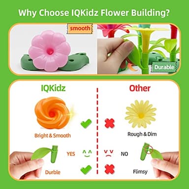 IQKidz 3-6 Years Old Toddler Toys - Flower Garden Building Toy with Insect Pegs, Educational Activity Gifts for Girls Preschool-Kindergarten, 153Pcs STEM Stacking Pretend Play Set - Image 8