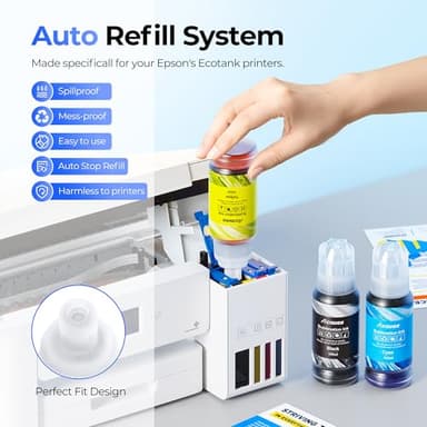 Acaves Sublimation Ink Refilled Bottles 400ML Compatible for ET2400 ET2720 ET2760 ET2750 ET4800 ET-2800 ET-2803 ET-2850 Inkjet Printers Heat Press Transfer on Mugs T-Shirts, 4 Pack - Image 4