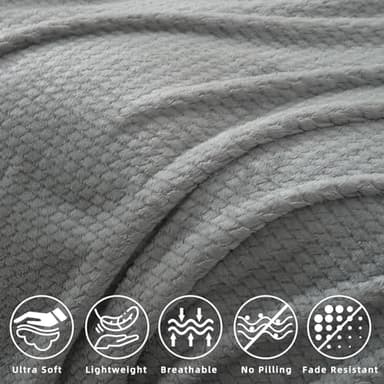 DaysU Throw Blanket for Couch Sofa Bed, Decorative Reversible Diamond Jacquard Fleece Blankets Fuzzy Soft Cozy Warm Micro Flannel Couch Blanket, Grey, Throw(50"x60") - Image 3