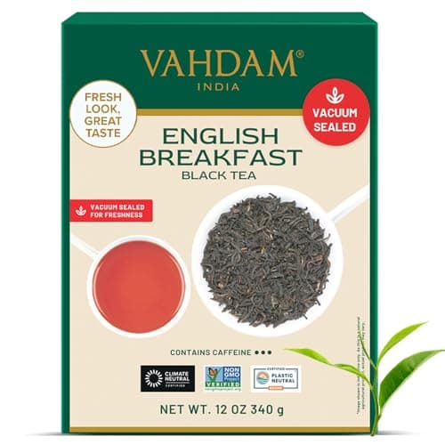 VAHDAM Original English Breakfast Tea (340g/12oz) 170+ Cups | Non GMO, Gluten Free | Strong & Aromatic Loose Leaf | Unblended Single Origin | Vacuum Sealed Pack - Image 1