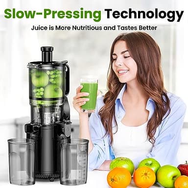 Cold Press Juicer, Amumu Slow Masticating Machines with 5.4" Extra Large Feed Chute Fit Whole Fruits & Vegetables Easy Clean Self Feeding Effortless for Batch Juicing, High Juice Yield, BPA Free 250W - Image 7