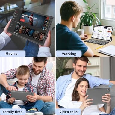 Android 14 Tablet with Keyboard - 10 inch Tablet, 12GB RAM, 128GB ROM (1TB Expand), 5G/2.4G WiFi, 8000mAh, BT 5.0, GMS Certified, with Mouse, Case, Stylus, Support Split screen, Face ID(Black Case) - Image 7