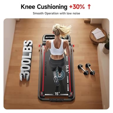 RHYTHM FUN Walking Pad Treadmill with Incline, 8% Incline Walking Treadmill, 300 lbs Foldable Treadmills with Handles for Home Office Use, Under Desk Compact Walking Pad - Image 6