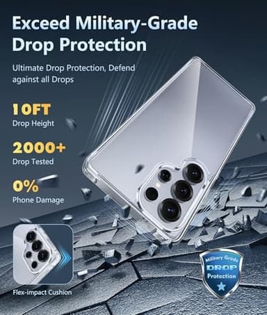 FNTCASE for Samsung Galaxy S25-Ultra Case: Military Grade Drop Protection Anti Yellowing Cell Phone Cover - Rugged Shockproof Protective Bumper Transparent Cases(Clear - Image 6
