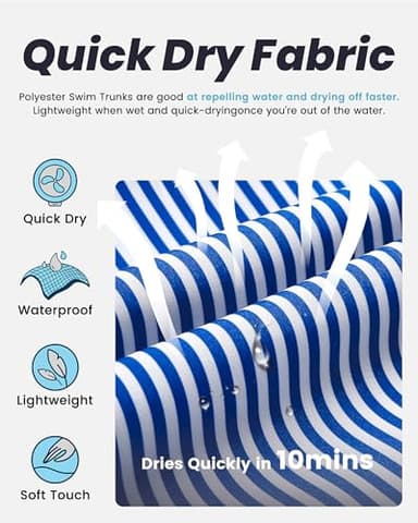 maamgic Mens Swim Trunks Quick Dry Swim Shorts with Mesh Lining Funny Swimwear Bathing Suits 7inch Blue Striped Medium - Image 2