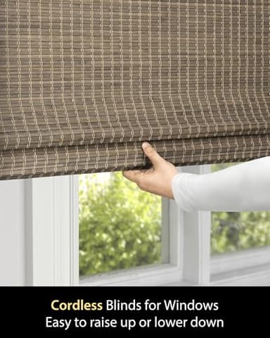 UNISHADES Cordless Bamboo Roman Shades for Windows, Blinds Size (27 1/2" W × 64" H) Colour (BDP-Driftwood) Fits Windows (27 3/4" W × 64" H) - Image 3